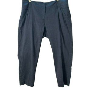 Eileen Fisher Women's Black Linen Viscose Spandex Ankle Pants Size Large